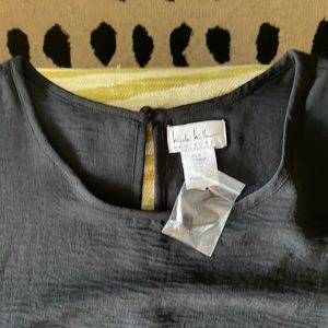 NWT black midi dress; ruffled tiers; sleeveless; size medium